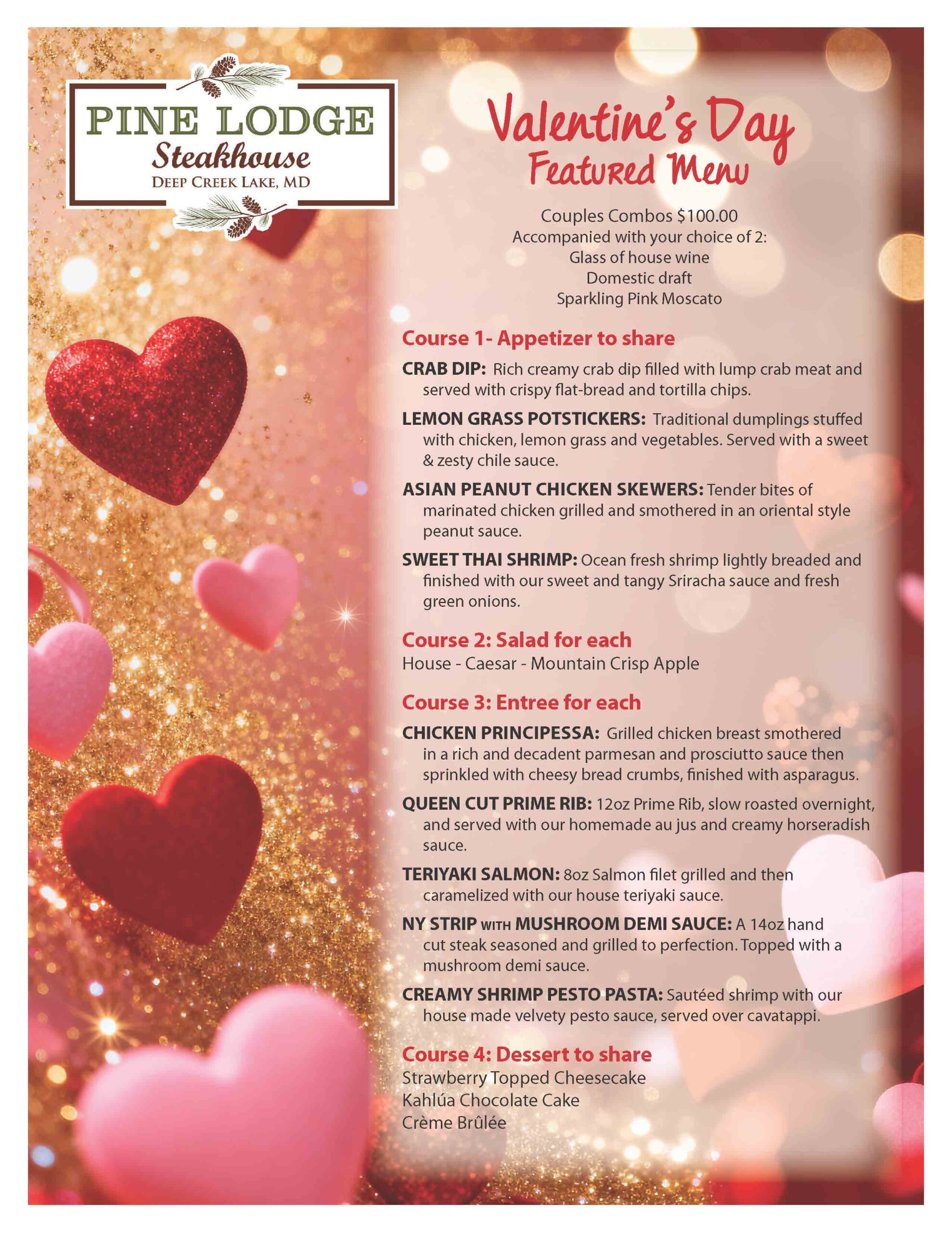 Valentine’s Day 2026 Pine Lodge Steakhouse